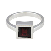 Lucy Red Solitaire Ring with Square Gemstone Garnet Red